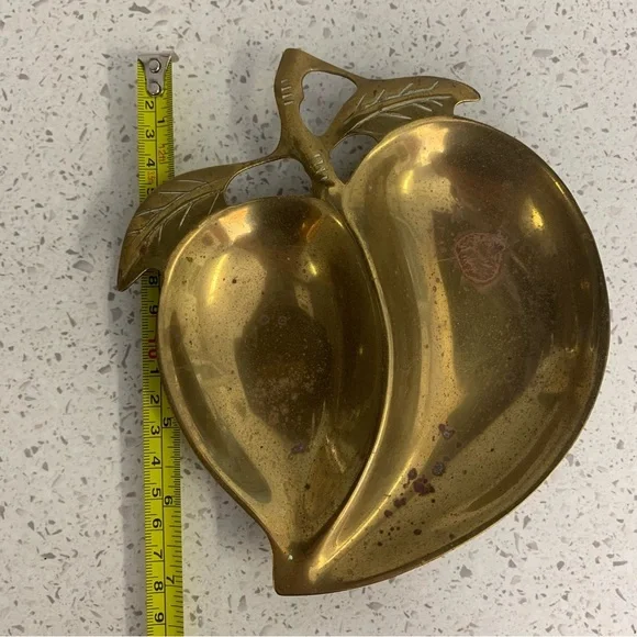 Vintage Brass Peach-Shaped Divided Dish - Picture 5 of 5